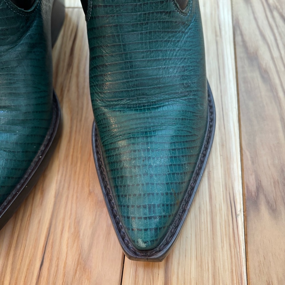 Vintage Nine West Navarra Green Leather Western Cowboy Boots - Picture 4 of 14